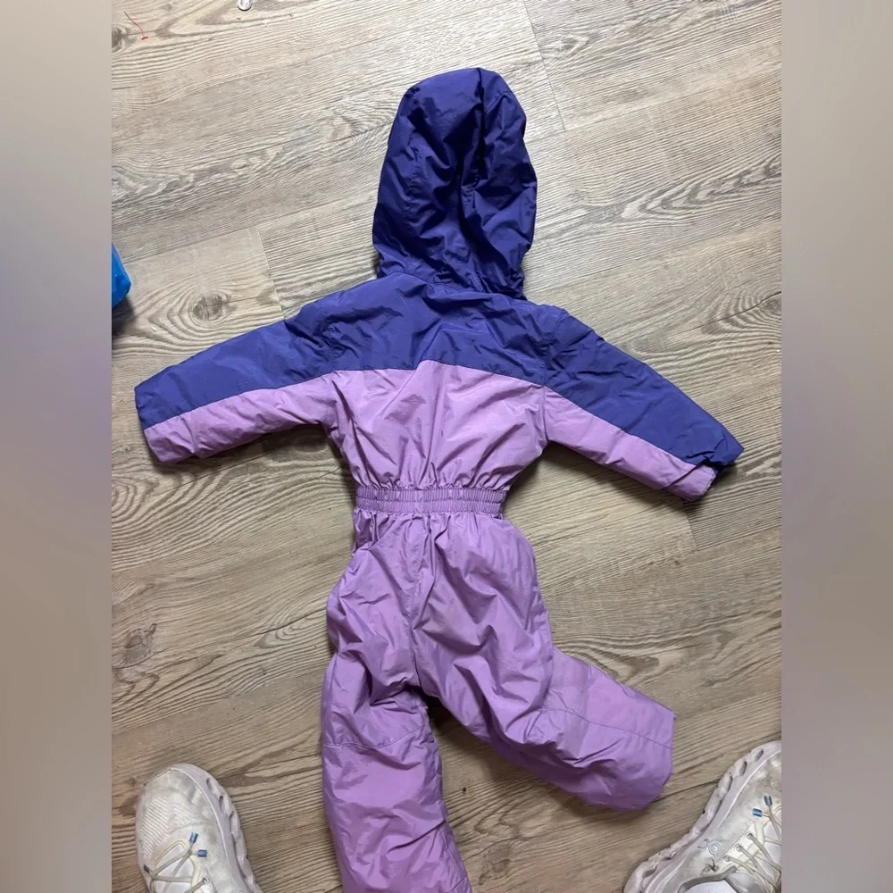 Lands’ End Purple Insulated Snowsuit Size 2T Hooded One Piece Winter Suit